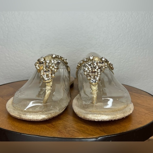 398. Arturo Chang Gold Bedazzled Sandals Size 9 - Picture 2 of 6
